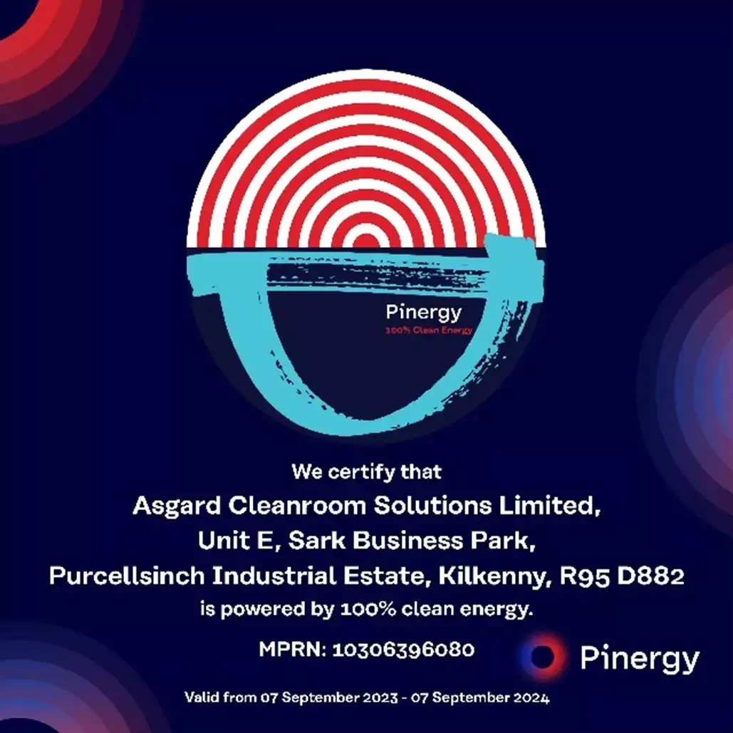 Asgard Cleanroom Solutions receive 100% Clean Energy Certificate